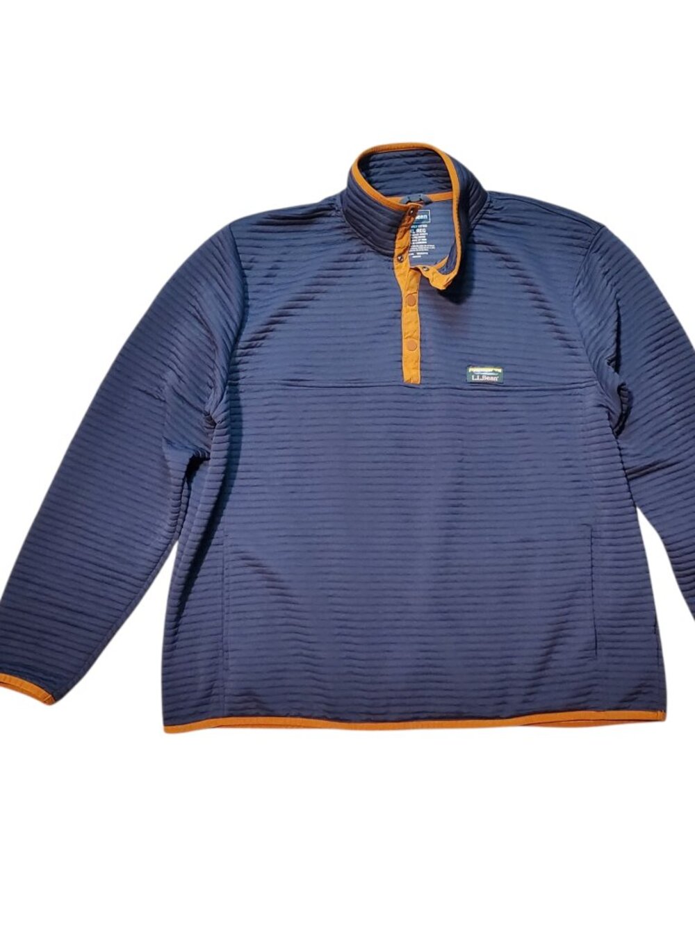 LL Bean Navy Airlight Knit Snap Slightly Fitted Design Pullover - XXL